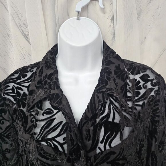 Emma James Blouse Black Velour Flocked Goth Whimsigoth Grunge 12 - Picture 3 of 12
